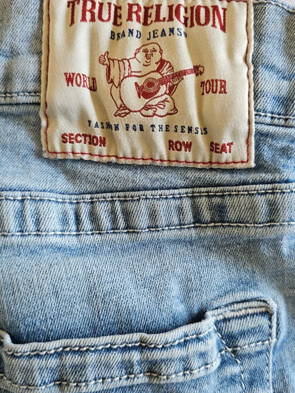 True Religion Ricky Jeans Mens Light Wash Relaxed Straight Flap Pocket 40x36